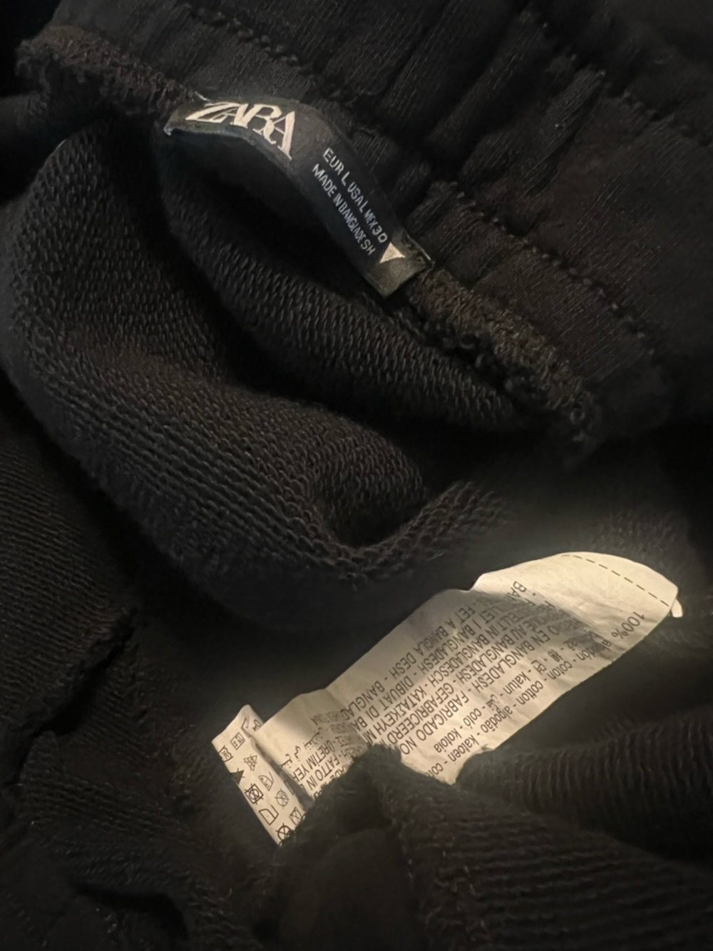 Zara relaxed Black Cargo soft cotton Sweatpants Elastic Waist comfy boho chic L - Picture 6 of 6